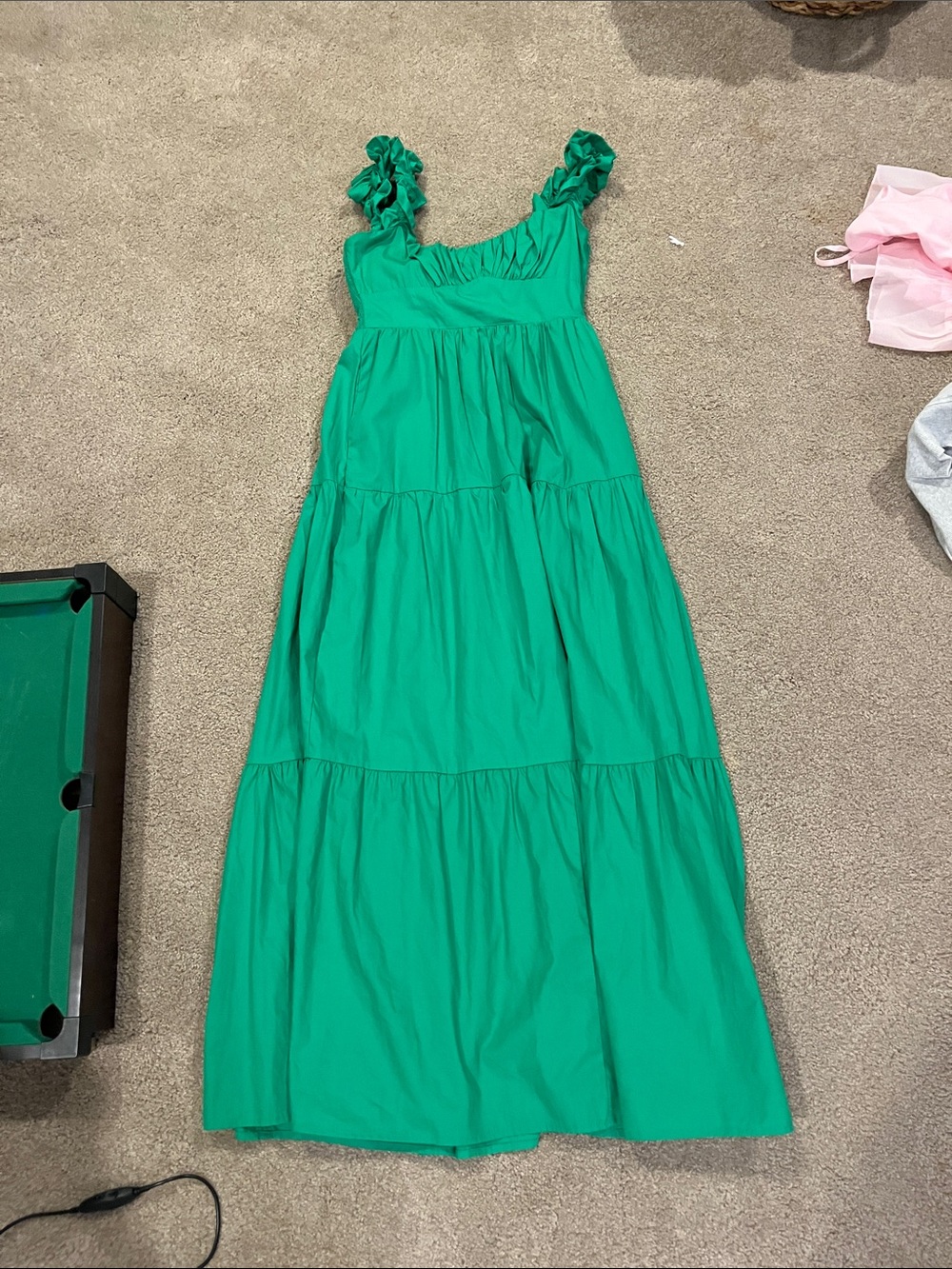 Altar'd State Emerald Green Ruffle Strap Tiered Maxi Dress